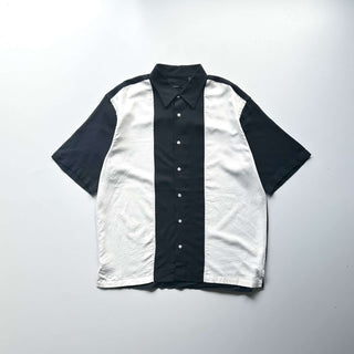 00's Van Heusen ブラック×ホワイト レギュラーカラー S/Sシャツ