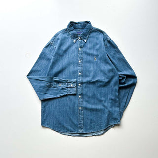 00's RALPH LAUREN デニム ボタンダウン L/Sシャツ