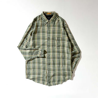 00's Claiborne レーヨン チェック レギュラーカラー L/Sシャツ