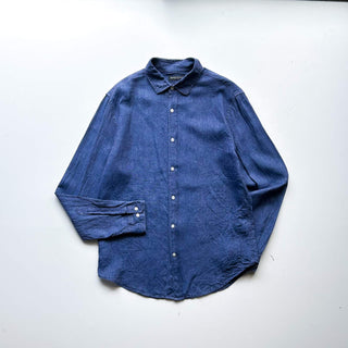 00's BANANA REPUBLIC ネイビー リネン L/Sシャツ