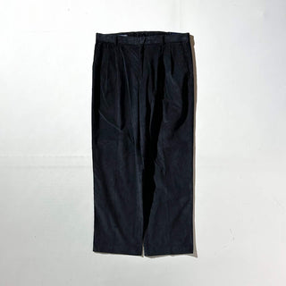 90's～ "deadstock" LANDS' END ２タック コーデュロイ パンツ (BLACK 35×30)