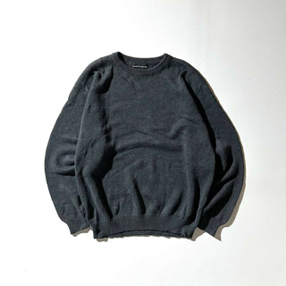 00's Croft & Barrow 前V コットン ニット セーター(チャコールグレー)