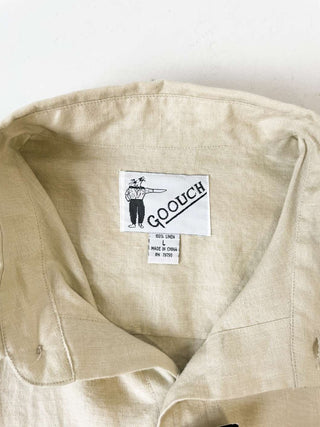 90's "デッドストック” GOOUCH アート刺繍 リネン L/Sシャツ