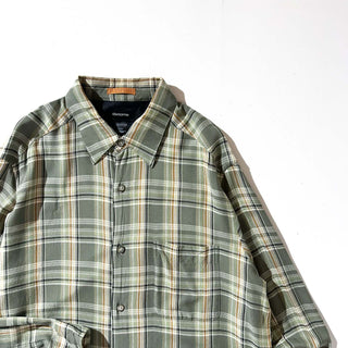 00's Claiborne レーヨン チェック レギュラーカラー L/Sシャツ