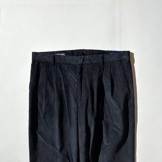 90's～ "deadstock" LANDS' END ２タック コーデュロイ パンツ (BLACK 35×30)