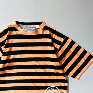 90's～00's SATURDAYS オレンジ×ブラック ボーダー Tシャツ