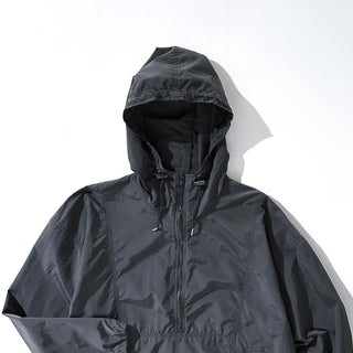 90's "made in USA" LANDS' END 無地 ドローコード パッカブル アノラック ジャケット