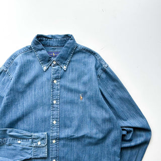 00's RALPH LAUREN デニム ボタンダウン L/Sシャツ