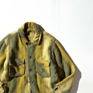 ～90's 裏フリース ストライプ ウール シャツ ジャケット