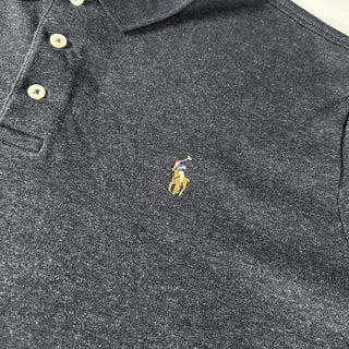 00's Ralph Lauren S/Sニットポロシャツ(チャコールグレー)