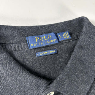 00's Ralph Lauren S/Sニットポロシャツ(チャコールグレー)