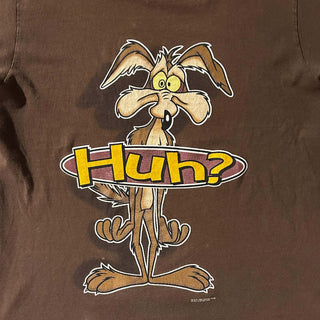 90's "made in USA" changes "Huh?" フェード ワイリーコヨーテ キャラクター プリント Tシャツ