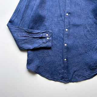 00's BANANA REPUBLIC ネイビー リネン L/Sシャツ