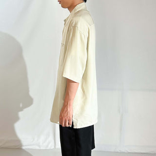 90's～00's PURITAN レーヨン×ポリエステル ライトベージュ レギュラーカラー S/Sシャツ