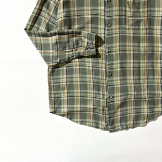 00's Claiborne レーヨン チェック レギュラーカラー L/Sシャツ