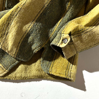 ～90's 裏フリース ストライプ ウール シャツ ジャケット