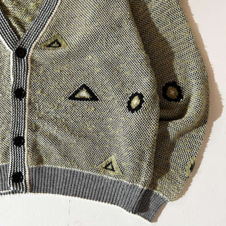 80's Da vinci 総柄 アクリル ニット カーディガン