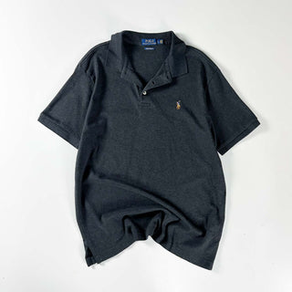 00's Ralph Lauren S/Sニットポロシャツ(チャコールグレー)