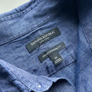 00's BANANA REPUBLIC ネイビー リネン L/Sシャツ