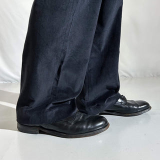 90's～ "deadstock" LANDS' END ２タック コーデュロイ パンツ (BLACK 35×30)