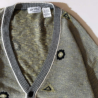 80's Da vinci 総柄 アクリル ニット カーディガン