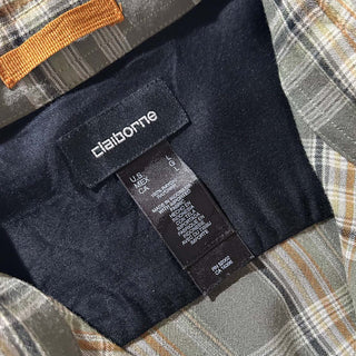 00's Claiborne レーヨン チェック レギュラーカラー L/Sシャツ