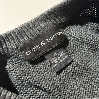 00's Croft & Barrow 前V コットン ニット セーター(チャコールグレー)