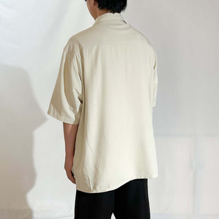 90's～00's PURITAN レーヨン×ポリエステル ライトベージュ レギュラーカラー S/Sシャツ