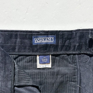90's～ "deadstock" LANDS' END ２タック コーデュロイ パンツ (BLACK 35×30)