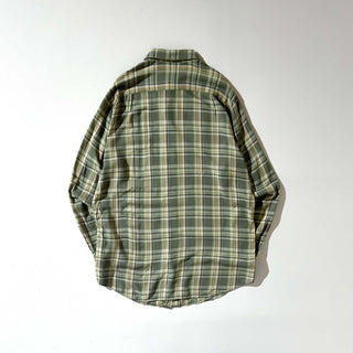 00's Claiborne レーヨン チェック レギュラーカラー L/Sシャツ