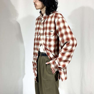 00's Eddie Bauer ブラウン シャドーチェック風 L/Sシャツ