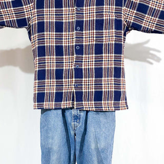 70's オープンカラー アクリル チェック L/Sシャツ