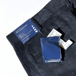 90's～ "deadstock" LANDS' END ２タック コーデュロイ パンツ (BLACK 35×30)