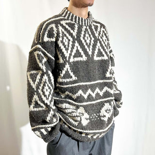 ～90's "made in ecuador" 総柄 エクアドル ニット セーター
