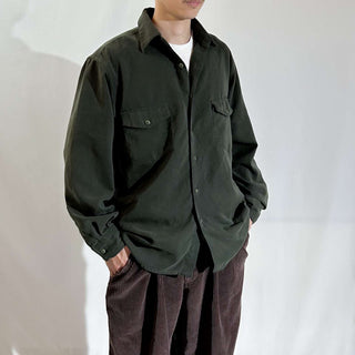 00's george オリーブ ピーチスキン レギュラーカラー L/Sシャツ