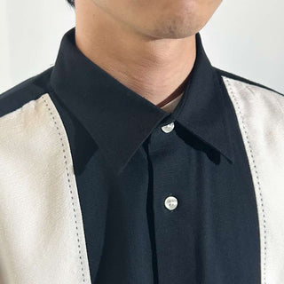 00's Van Heusen ブラック×ホワイト レギュラーカラー S/Sシャツ