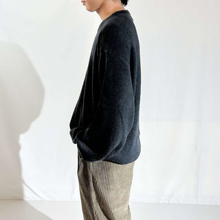 00's Croft & Barrow 前V コットン ニット セーター(チャコールグレー)