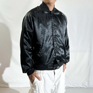 90's "made in USA" satins ブラック ナイロン スタジャン ジャケット