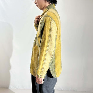 ～90's 裏フリース ストライプ ウール シャツ ジャケット