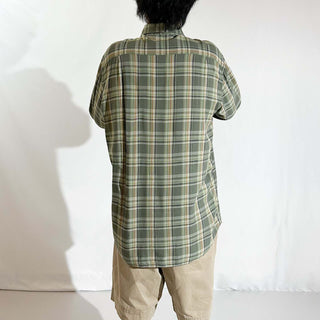 00's Claiborne レーヨン チェック レギュラーカラー L/Sシャツ