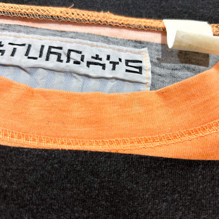 90's～00's SATURDAYS オレンジ×ブラック ボーダー Tシャツ