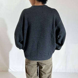 00's Croft & Barrow 前V コットン ニット セーター(チャコールグレー)