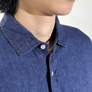 00's BANANA REPUBLIC ネイビー リネン L/Sシャツ