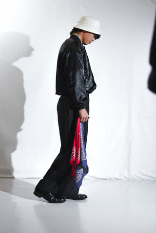 90's "made in USA" satins ブラック ナイロン スタジャン ジャケット