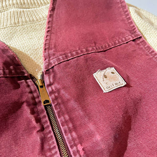 90's〜 Carhartt ボロ 裏ボア ダックベスト(バーガンディ)