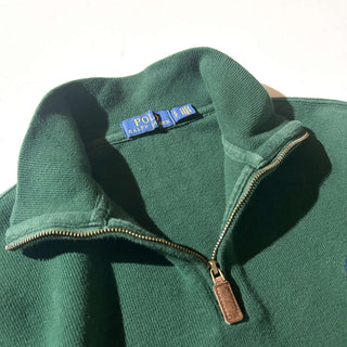 Ralph Lauren ハーフジップ コットンニット セーター(グリーン)