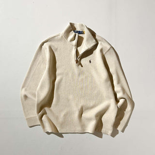 Ralph Lauren ハーフジップ コットンニット セーター(アイボリー)