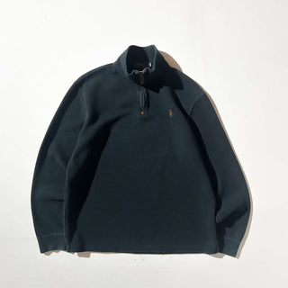 Ralph Lauren ハーフジップ コットンニット セーター(ブラック)