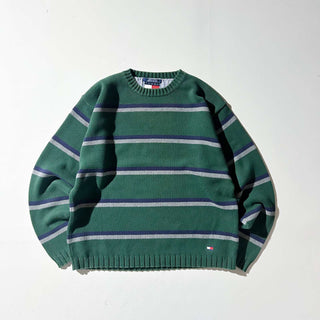 90's TOMMY HILFIGER ボーダー コットンニット セーター