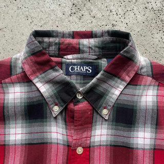 CHAPS ヘリンボーン オンブレ風 チェック ボタンダウン L/S シャツ